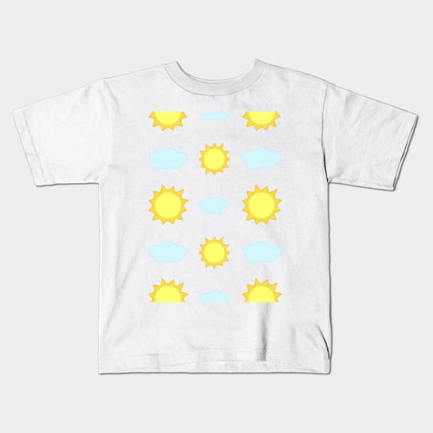 Sun and Clouds Pattern Kids T-Shirt by Kelly Gigi